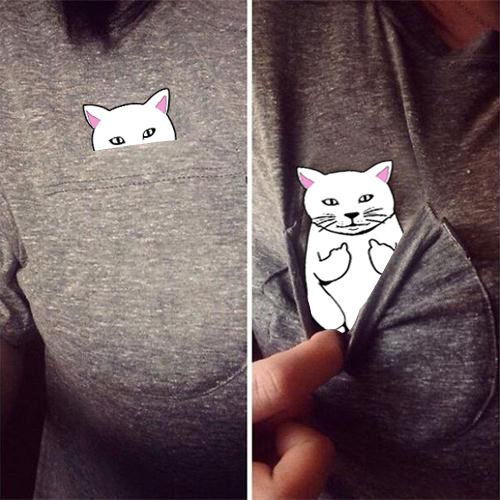 Kat met middelvinger T-shirt